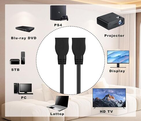 8K HDMI Female to Female Cable, 1FT, high-Speed HDMI Extension Cable, Supports 8K@60HZ, Suitable for Computers High Definition Cable for TV Set-top Box, Female to Female Connector in Saudi Arabia