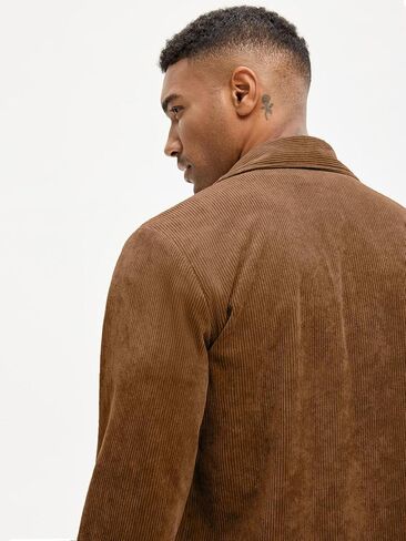 قميص رجالي من Comdecevis بأكمام طويلة وقميص عمل مضلع وأزرار سفلية مع جيب على الصدر in Kuwait