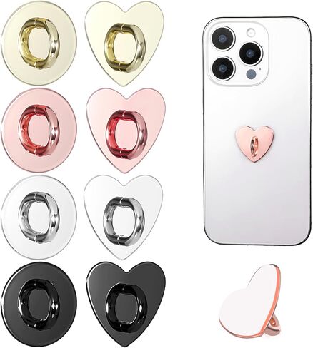 8pcs Cell Phone Finger Ring Metal Phone Finger Grip Hook for Back Adhesive Phones Charm Holder Heart Fingers Grip Loop Stand Ring Holder Accessories for DIY Hanging Supplies Smart in Saudi Arabia