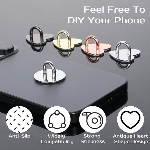 8pcs Cell Phone Finger Ring Metal Phone Finger Grip Hook for Back Adhesive Phones Charm Holder Heart Fingers Grip Loop Stand Ring Holder Accessories for DIY Hanging Supplies Smart in Saudi Arabia