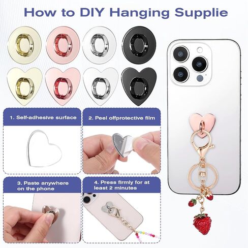8pcs Cell Phone Finger Ring Metal Phone Finger Grip Hook for Back Adhesive Phones Charm Holder Heart Fingers Grip Loop Stand Ring Holder Accessories for DIY Hanging Supplies Smart in Saudi Arabia