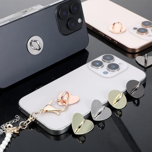 8pcs Cell Phone Finger Ring Metal Phone Finger Grip Hook for Back Adhesive Phones Charm Holder Heart Fingers Grip Loop Stand Ring Holder Accessories for DIY Hanging Supplies Smart in Saudi Arabia
