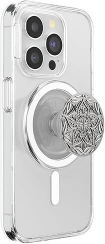 قبضة الهاتف popsockets لـ Magsafe مع Kickstand و Magnetic Stand وأعلى قابلة للتبديل وعقد آمن لحالات iPhone Magsafe و Phone and Tablet Grip - المينا الفضية ماندالا in Saudi Arabia