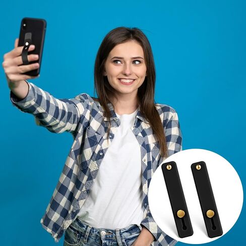 2Pcs Phone Loop Finger Holder, Portable Grip for Smartphones Case Telescopic Silicone Finger Strap Stand Universal Strap for Back of Phone Suitable Most Mobile Smartphones(Black) in Saudi Arabia
