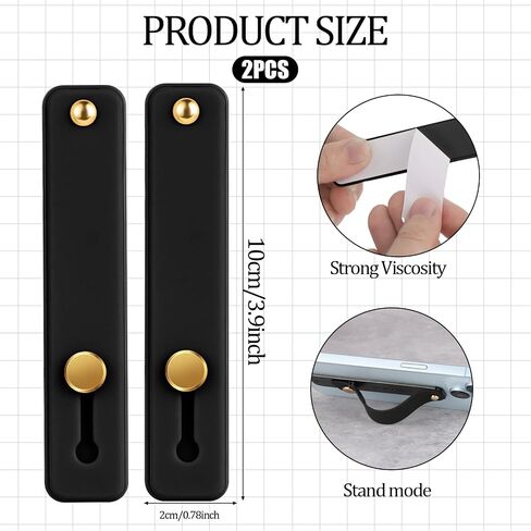 2Pcs Phone Loop Finger Holder, Portable Grip for Smartphones Case Telescopic Silicone Finger Strap Stand Universal Strap for Back of Phone Suitable Most Mobile Smartphones(Black) in Saudi Arabia