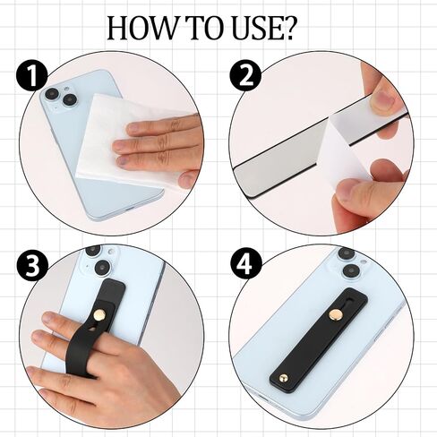 2Pcs Phone Loop Finger Holder, Portable Grip for Smartphones Case Telescopic Silicone Finger Strap Stand Universal Strap for Back of Phone Suitable Most Mobile Smartphones(Black) in Saudi Arabia