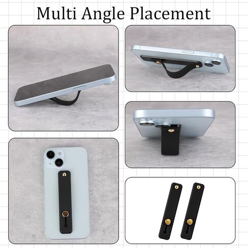 2Pcs Phone Loop Finger Holder, Portable Grip for Smartphones Case Telescopic Silicone Finger Strap Stand Universal Strap for Back of Phone Suitable Most Mobile Smartphones(Black) in Saudi Arabia
