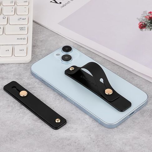2Pcs Phone Loop Finger Holder, Portable Grip for Smartphones Case Telescopic Silicone Finger Strap Stand Universal Strap for Back of Phone Suitable Most Mobile Smartphones(Black) in Saudi Arabia