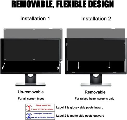 [2-Pack 23.8 inch Computer Privacy Screen for Desktop, Eye Protection Anti Blue Light Glare Screen Filter for Display, Two Installation Methods, Suitable with 23.8in 16:9 Widescreen display in Saudi Arabia