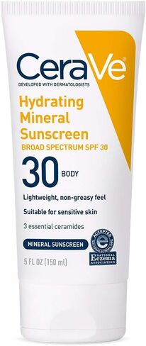 CeraVe 100% Mineral Sunscreen SPF 30 | Face Sunscreen with Zinc Oxide & Titanium Dioxide for Sensitive Skin | With Hyaluronic Acid, Niacinamide, and Ceramides | 2.5 oz in Kuwait