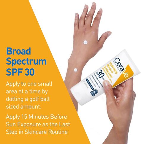 CeraVe 100% Mineral Sunscreen SPF 30 | Face Sunscreen with Zinc Oxide & Titanium Dioxide for Sensitive Skin | With Hyaluronic Acid, Niacinamide, and Ceramides | 2.5 oz in Kuwait