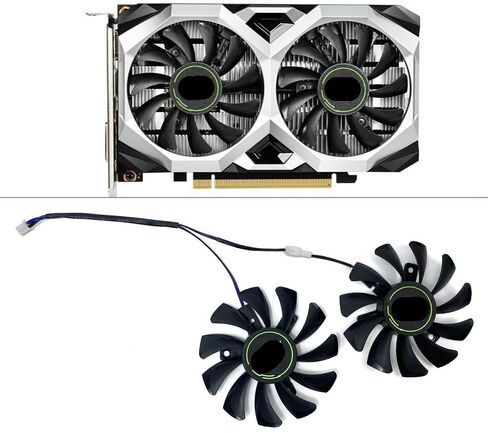 مروحة التبريد 2PCS 75 مم 2PIN HA8010H12F-Z GTX1650 GPU مروحة متوافقة مع GTX 1650 Super Ventus XS Card Card Card in Kuwait