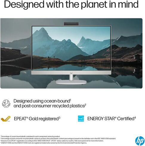 HP 27 بوصة للكمبيوتر المكتبي All-In-واحد ، FHD Touchscreen ، Intel Core Ultra 7 155U ، Intel Graphics ، Windows 11 Pro ، Shell White ، Wireless KB & Mouse (16GB DDR5 ، 1TB SSD) in Saudi Arabia