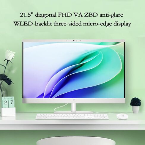 HP 21.5 "FHD All-in-One Computer ، Win 11 Pro ، Webcam ، WiFi6 ، FHD Anti-Glare Display ، HDMI ، Intel Celeron J4025 Processor ، Business AIO ، HDMI ، Wired Keyboard & Mouse (16GB RAM + 512GB SSD) in Saudi Arabia