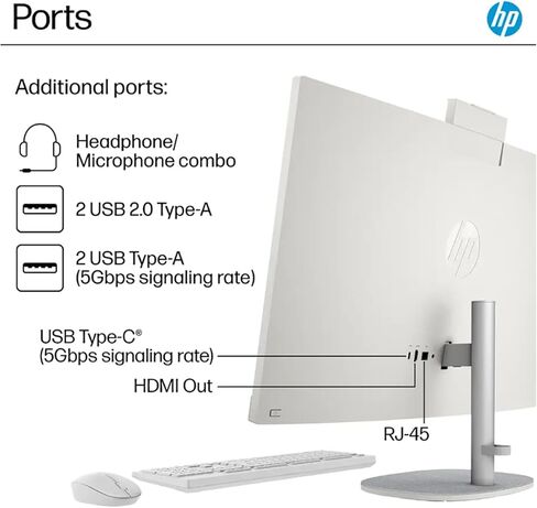 HP 27 inch All-in-One Desktop PC, FHD Touchscreen, Intel Core Ultra 7 155U, Intel Graphics, Windows 11 Pro, Shell White, Wireless KB & Mouse(64GB DDR5, 1TB SSD) in Saudi Arabia