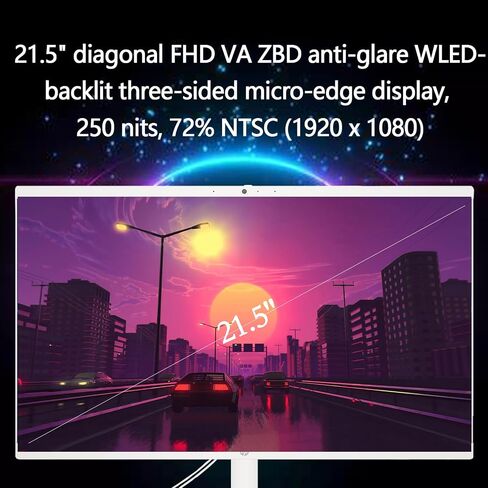 HP 21.5 "FHD All-in-One PC Desktop PC | Intel Celeron J4025 Processor | الماوس السلكي ولوحة المفاتيح | Type-C | in Saudi Arabia