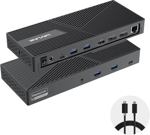 Wavlink Displaylink Station Station Triple Monitor 4K@60Hz for 3 شاشات ، شحن 100 واط لـ Thunderbolt 4/3 ، USB C M1 M3 M4 MAC/Windows/Chrome - 2 DP ، HDMI ، 5 منافذ USB ، 130W ، LAN ، AUDIO in Kuwait