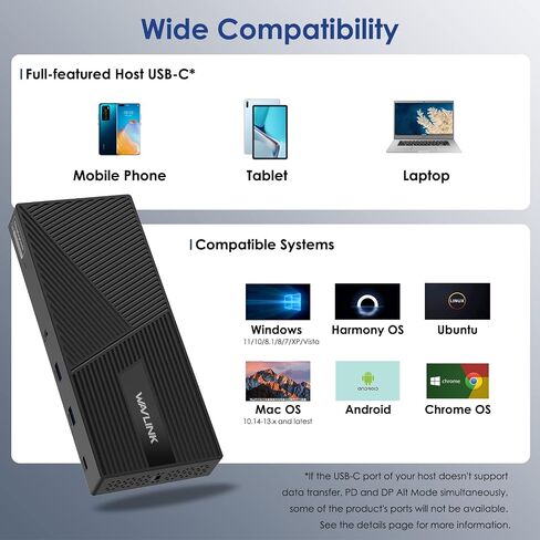 Wavlink Displaylink Station Station Triple Monitor 4K@60Hz for 3 شاشات ، شحن 100 واط لـ Thunderbolt 4/3 ، USB C M1 M3 M4 MAC/Windows/Chrome - 2 DP ، HDMI ، 5 منافذ USB ، 130W ، LAN ، AUDIO in Kuwait