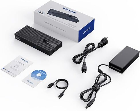 Wavlink Displaylink Station Station Triple Monitor 4K@60Hz for 3 شاشات ، شحن 100 واط لـ Thunderbolt 4/3 ، USB C M1 M3 M4 MAC/Windows/Chrome - 2 DP ، HDMI ، 5 منافذ USB ، 130W ، LAN ، AUDIO in Kuwait