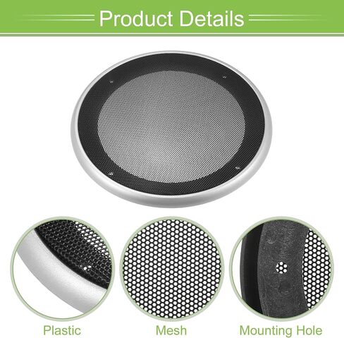 Acropix Universal 6.5 "شوايات مكبر الصوت تغطية شبكة الشبكة الجولة 6.5 بوصة مكبر صوت مكبر صوت مضخم صوت الحارس مع مسامير التثبيت الحديد ABS النغمة الفضية السوداء - حزمة من 1 in Saudi Arabia