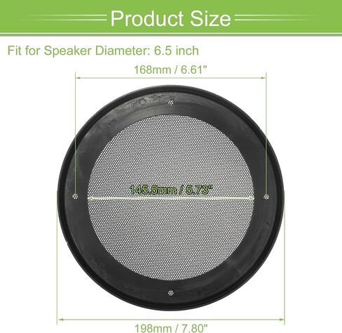 Acropix Universal 6.5 "شوايات مكبر الصوت تغطية شبكة الشبكة الجولة 6.5 بوصة مكبر صوت مكبر صوت مضخم صوت الحارس مع مسامير التثبيت الحديد ABS النغمة الفضية السوداء - حزمة من 1 in Saudi Arabia