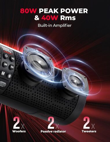 KEMIMOTO Motorcycle 4 Speakers Bluetooth-Compatible Waterproof Sound Bar Radio,USB Sound System,RGB LED Light,7/8-1.2" Handlebar Speaker Aluminum Alloy in Saudi Arabia