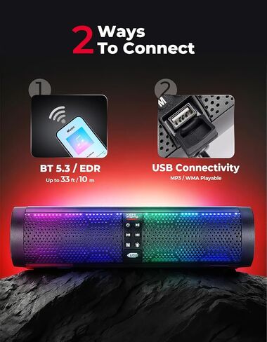 KEMIMOTO Motorcycle 4 Speakers Bluetooth-Compatible Waterproof Sound Bar Radio,USB Sound System,RGB LED Light,7/8-1.2" Handlebar Speaker Aluminum Alloy in Saudi Arabia
