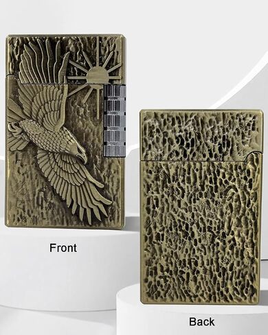 Soft Flame Lighter, Unique Engraved Tiger Eagle Metal Wheel Lighter，Refillable Butane Flip Lighters for Collection Decorative Gift Present（Free of Butane Gas） (Tiger) in Saudi Arabia