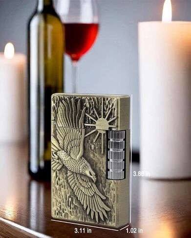 Soft Flame Lighter, Unique Engraved Tiger Eagle Metal Wheel Lighter，Refillable Butane Flip Lighters for Collection Decorative Gift Present（Free of Butane Gas） (Tiger) in Saudi Arabia