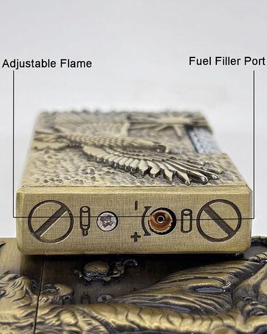 Soft Flame Lighter, Unique Engraved Tiger Eagle Metal Wheel Lighter，Refillable Butane Flip Lighters for Collection Decorative Gift Present（Free of Butane Gas） (Tiger) in Saudi Arabia