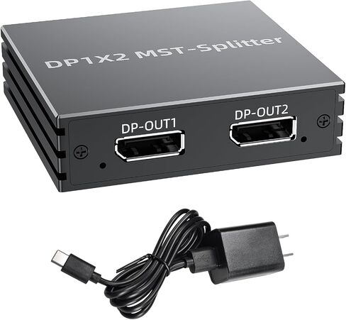 Bolaazul MST DisplayPort Spinter Hub 1 in 2 Out للشاشات المزدوجة 4K@144Hz/120Hz مع عرض منفذ الصوت إلى محول DisplayPort المزدوج من 1 إلى 2 واط/طاقة لعرض تعدد المهام مرآة. in Saudi Arabia