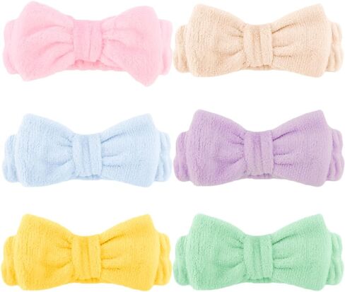 AOPRIE 6Pieces Spa Headbands for Women Washing Face Spa Headbands Bow Hair Band Women Facial Makeup Head Band Soft Coral Fleece Head Wraps For Shower Washing Face Mask in Kuwait
