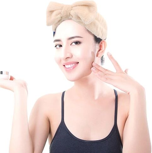 AOPRIE 6Pieces Spa Headbands for Women Washing Face Spa Headbands Bow Hair Band Women Facial Makeup Head Band Soft Coral Fleece Head Wraps For Shower Washing Face Mask in Kuwait
