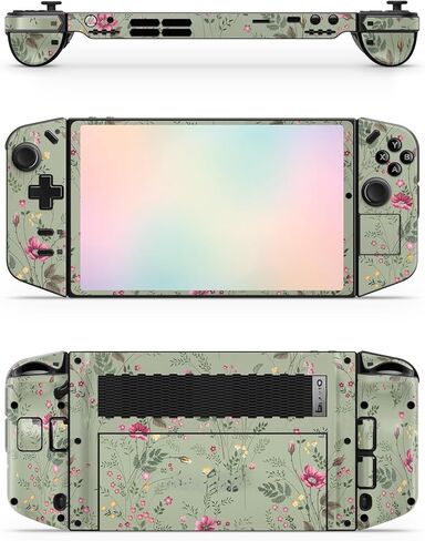 Zoomhitskins Glitter Gaming Skin متوافقة مع Lenovo Go Go Skin ، وأوراق نباتية أخضر أنيقة ورقة زهور صغيرة لطيفة ، مصنوعة في الولايات المتحدة الأمريكية in Kuwait