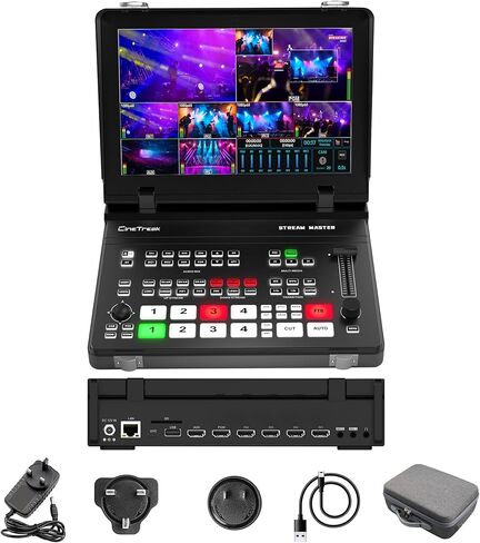 Stream Master 4 HDMI Video Switcher, 10'' Screen, PTZ Control, Dual RTMP Streaming, Recording & Playback Video Mixer（NDI updatable） in Kuwait