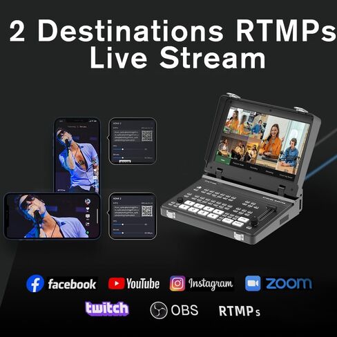 Stream Master 4 HDMI Video Switcher ، 10 '' 'Screen ، PTZ Control ، Dual RTMP Streaming ، Recording & Playback Mixer （NDI updatable） in Kuwait