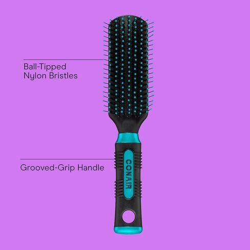 Conair Salon Results Hairbrush for Men and Women, Hairbrush for Everyday Brushing with Nylon Bristles, Color May Vary, 1 Pack in Kuwait