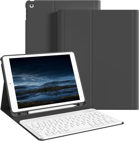 حالة لوحة المفاتيح الذكية لجيل iPad 9/8/7th 10.2 بوصة 2021/2020/2019 ، غطاء الحامل الخلفي الناعم مع حامل القلم الرصاص الأيسر ، لوحة مفاتيح بلوتوث لاسلكية قابلة للفصل مغنطيسيًا ، أخضر داكن in Kuwait
