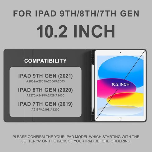 حالة لوحة المفاتيح الذكية لجيل iPad 9/8/7th 10.2 بوصة 2021/2020/2019 ، غطاء الحامل الخلفي الناعم مع حامل القلم الرصاص الأيسر ، لوحة مفاتيح بلوتوث لاسلكية قابلة للفصل مغنطيسيًا ، أخضر داكن in Kuwait