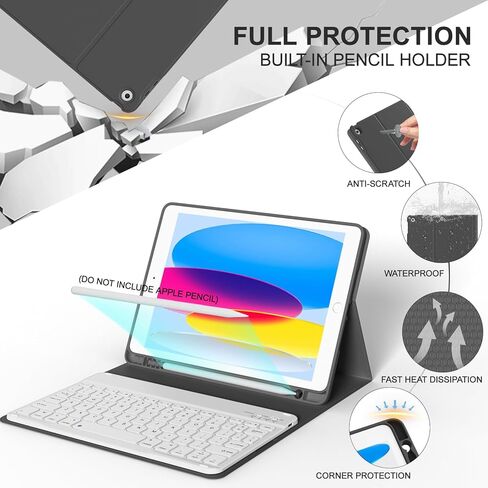 حالة لوحة المفاتيح الذكية لجيل iPad 9/8/7th 10.2 بوصة 2021/2020/2019 ، غطاء الحامل الخلفي الناعم مع حامل القلم الرصاص الأيسر ، لوحة مفاتيح بلوتوث لاسلكية قابلة للفصل مغنطيسيًا ، أخضر داكن in Kuwait