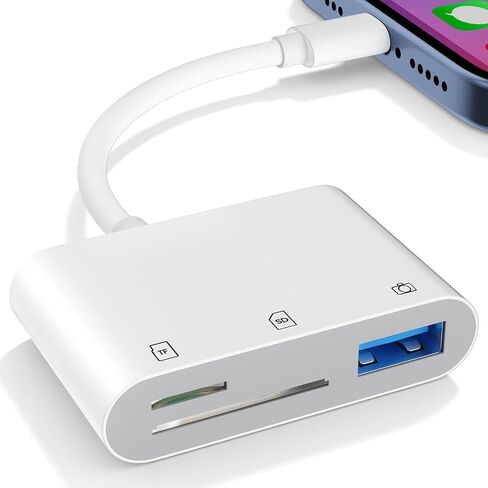 USB C SD Card Reader Compatible with iPhone 16 15 Pro Max iPad Three-in-one C-Type Memory Tracking Camera Card Adapter, Dual Slots and USB Ports, Compatible with More laptops in Saudi Arabia