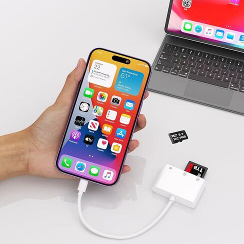 USB C SD Card Reader Compatible with iPhone 16 15 Pro Max iPad Three-in-one C-Type Memory Tracking Camera Card Adapter, Dual Slots and USB Ports, Compatible with More laptops in Saudi Arabia
