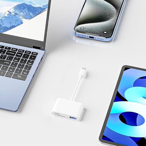 USB C SD Card Reader Compatible with iPhone 16 15 Pro Max iPad Three-in-one C-Type Memory Tracking Camera Card Adapter, Dual Slots and USB Ports, Compatible with More laptops in Saudi Arabia