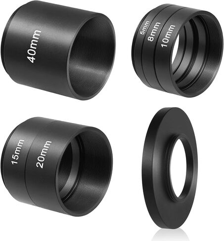 Astromania Astronomical T2-Extension Tube Kit for Cameras and eyepieces - Length 5mm 8mm 10mm 15mm 20mm 40mm - Bundle with - T2 Female Thread to C-Mount Camera Adapter in Saudi Arabia