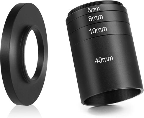 Astromania Astronomical T2-Extension Tube Kit for Cameras and eyepieces - Length 5mm 8mm 10mm 40mm - Bundle with - T2 Female Thread to C-Mount Camera Adapter in Saudi Arabia