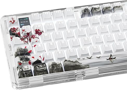 PBT Keycaps Set 142 Keys, Shine Through White Japanese Keycap, Plum Blossom Custom Double Shot Keycap Set, Cherry Profile Dye-Sublimation Key caps for Cherry MX Mechanical Keyboards in Kuwait