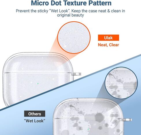 ULAK Compatible with AirPods 3 Case Clear Glitter, Shockproof Transparent Designed Soft TPU Protective Cover with Keychain for AirPods 3rd Generation 2021 [Front Led Visible], Glitter in Saudi Arabia