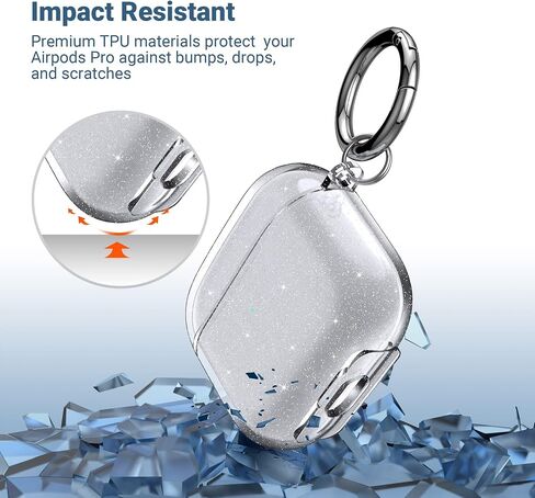 ULAK Compatible with AirPods 3 Case Clear Glitter, Shockproof Transparent Designed Soft TPU Protective Cover with Keychain for AirPods 3rd Generation 2021 [Front Led Visible], Glitter in Saudi Arabia