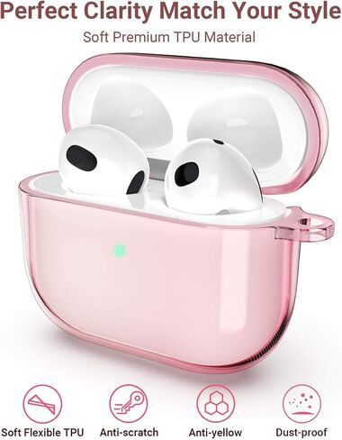 ULAK Compatible with AirPods 3 Case for Women Girls, Pink in Saudi Arabia