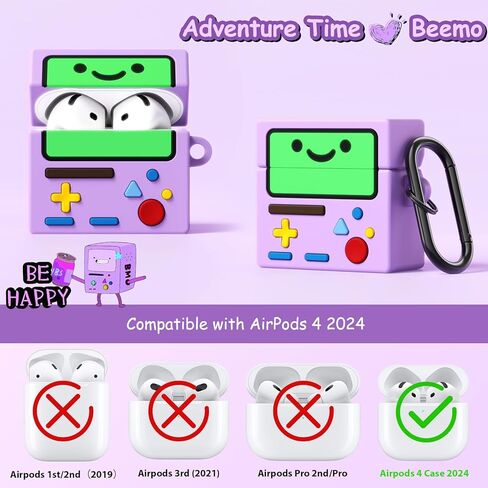 AirPod 4 Case Cover, KOREDA Cute Cartoon Game Case for Airpods 4th Generation (2024), Funny Kawaii 3D Cartoon Silicone Case for Women Girls (Purple) in Kuwait